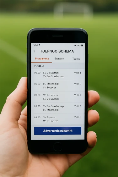 Voorbeeld budgettemplate voetbaltoernooi (Excel-stijl)