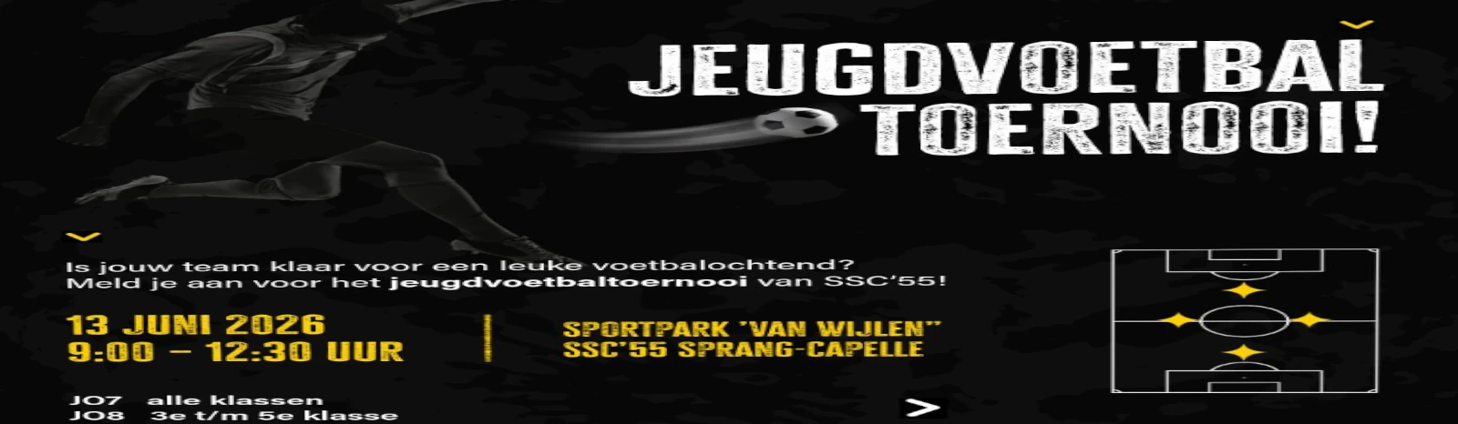 Banner - Jeugdvoetbaltoernooi 2026 - SSC’55 - Sprang-Capelle