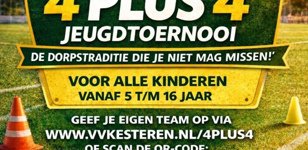 Banner - 4 plus 4 toernooi 2026 - football Kesteren - Kesteren