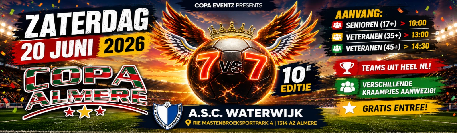 Banner - Copa Almere – 7VS7 – 10e Editie - ASC Waterwijk - Almere