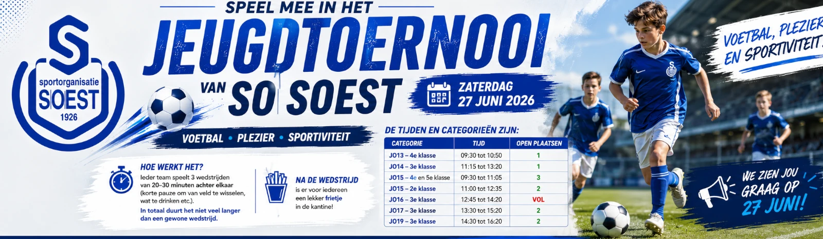 Banner - Jeugd Zomertoernooi SO Soest 2026 - SO Soest - Soest
