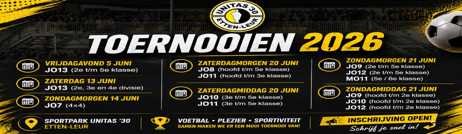 Banner - Unitas’30 Jeugdtoernooi 2026 - Unitas '30 - Etten-Leur