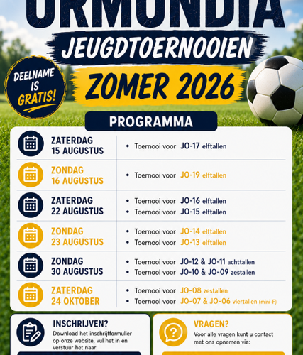 Banner - VV Urmondia Jeugdtoernooien Zomer 2026 - vv Urmondia - Urmond
